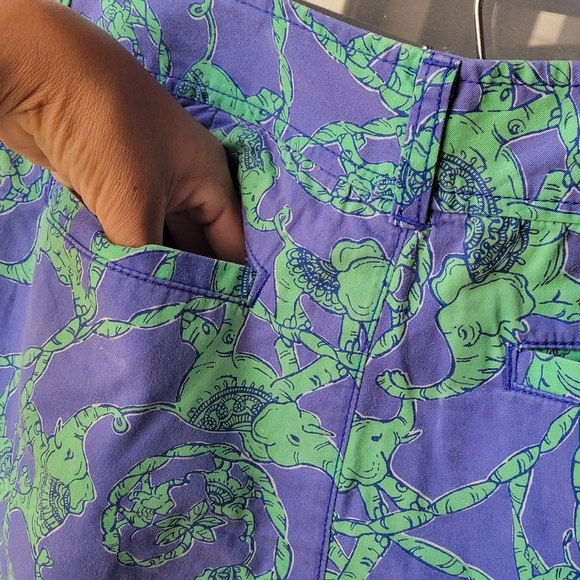 Lilly Pulitzer Callahan Shorts "Multi Lilly Loves Hawaii" Elephants Green Size 6 - Picture 5 of 12